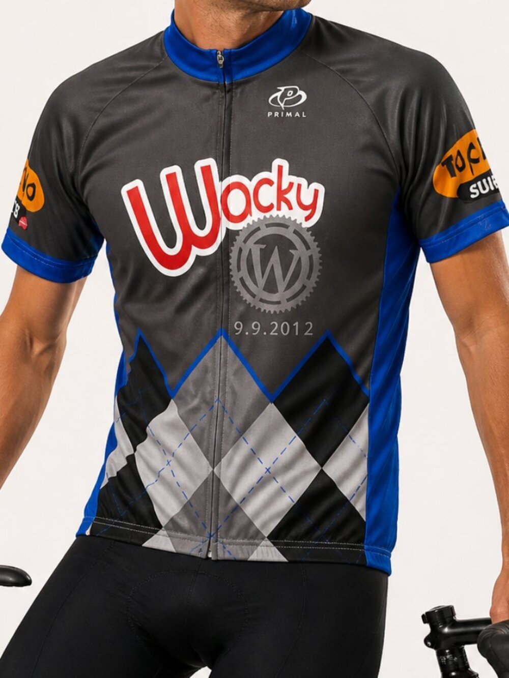 PRIMAL Short Sleeve Full Zip Cycling Jersey Shirt Gray Blue Medium